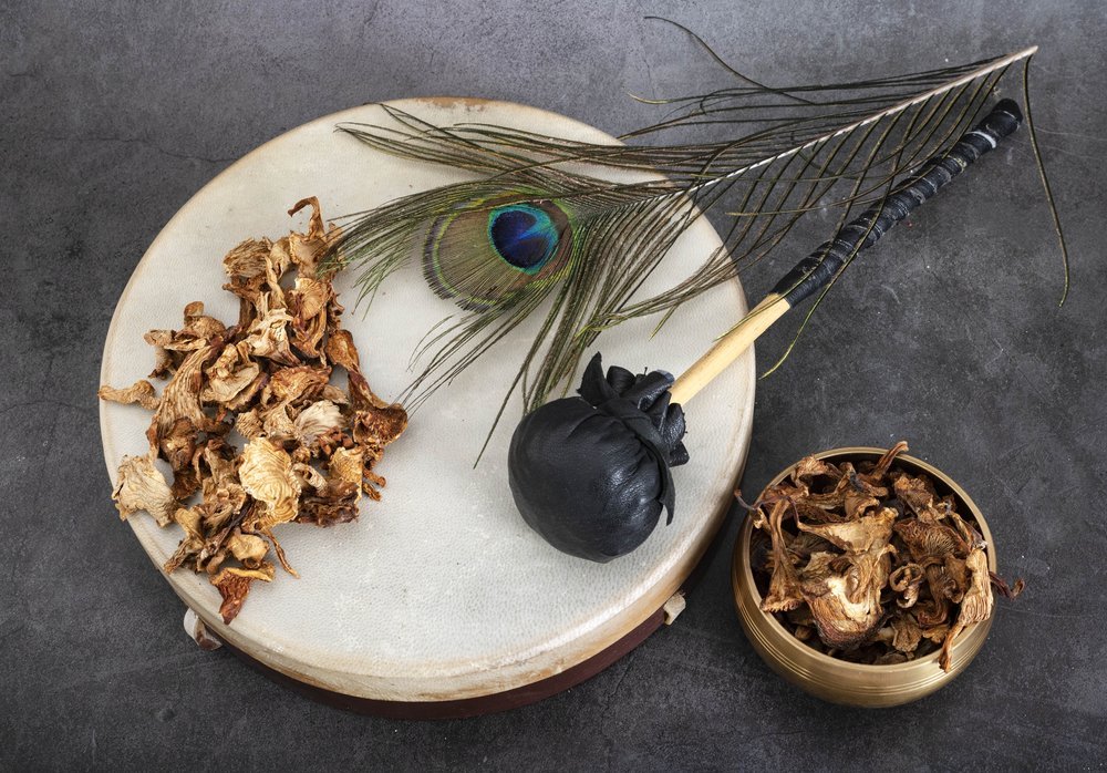 Shamanic drum and ceremonial tools for Shamanic Reiki